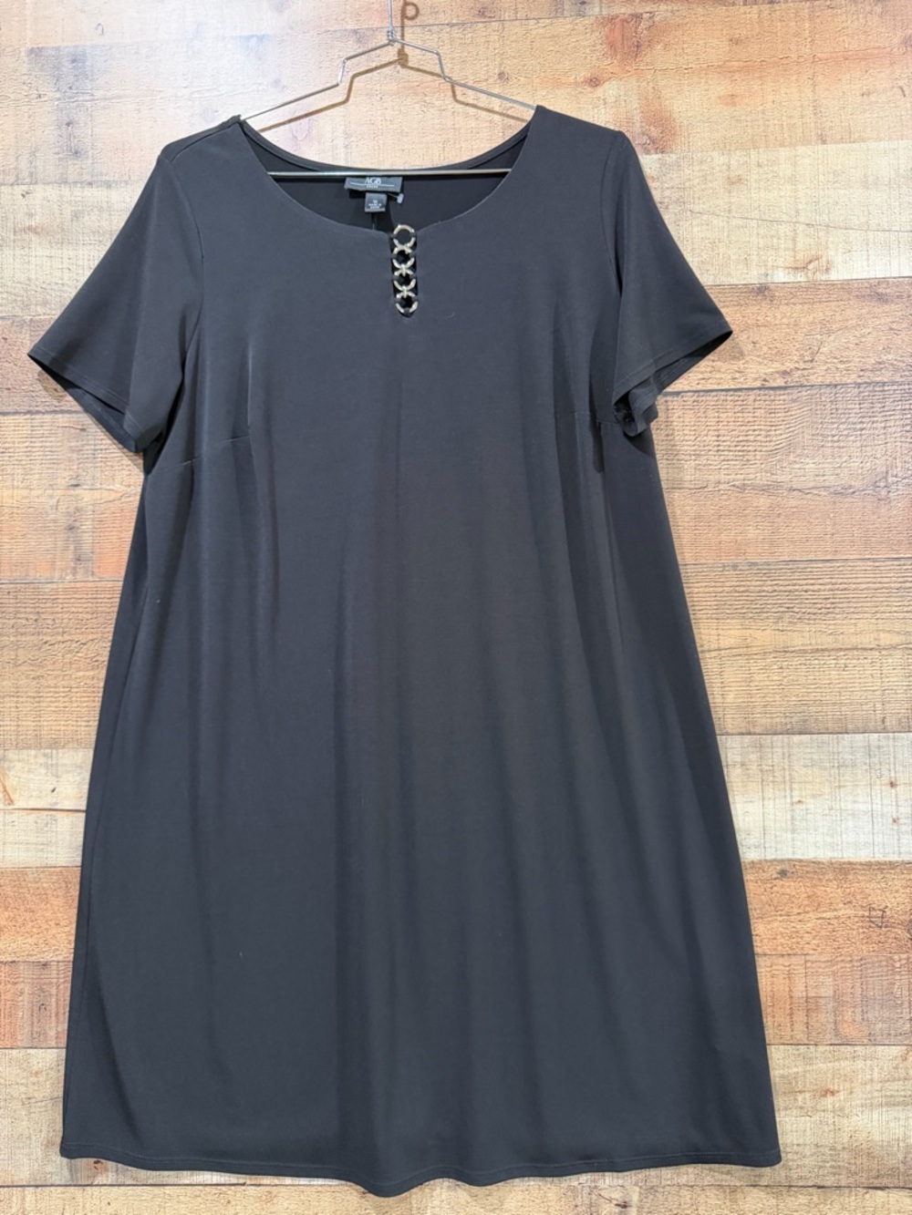 AGB Black Dress with Gold Ring Ladder Detail Size 1X